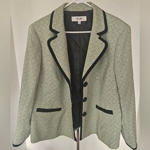 Jones Studio 90s Vintage Green Black Dress Blazer Jacket